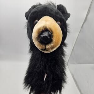 Daphnes Black Bear Golf Club Headcover Plush 16" Animal Driver Cover Handmade
